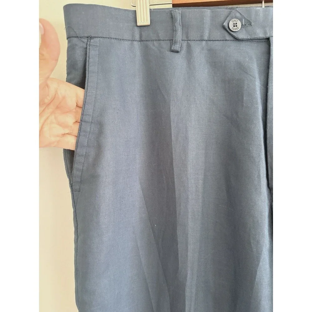 Stacy Adams Dress Pants Mens 40x32 Blue Linen Blend Flat Front